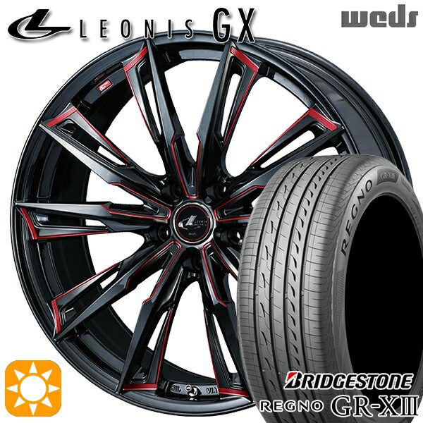 【取付対象】アイシス ノア/ヴォクシー 215/45R17 91W XL ブリヂストン レグノ GR-X3 Weds レオニス GX BK/SC[RED] (ブラック/SCマシニング[レッド]) 17インチ 7.0J 5H114.3 サマータイヤホイールセット