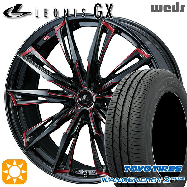 【取付対象】215/45R17 87W トーヨー ナノエナジー3プラス Weds レオニス GX BK/SC[RED] (ブラック/SCマシニング[レッド]) 17インチ 7.0J 5H114.3 サマータイヤホイールセット