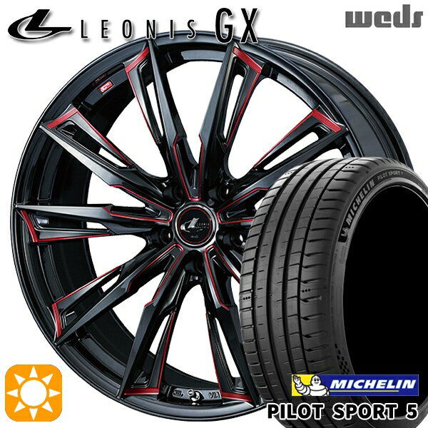 【取付対象】セレナ 215/40R18 89Y XL ミシュラン パイロットスポーツ5 Weds レオニス GX BK/SC[RED] (ブラック/SCマシニング[レッド]) 18インチ 7.0J 5H114.3 サマータイヤホイールセット