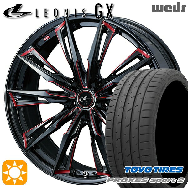 【取付対象】225/35R19 88Y XL トーヨー プロクセススポーツ2 Weds レオニス GX BK/SC[RED] (ブラック/SCマシニング[レッド]) 19インチ 7.5J 5H114.3 サマータイヤホイールセット
