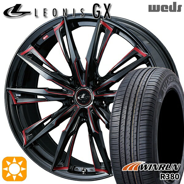 【取付対象】C-HR カローラクロス 215/60R17 96V ウィンラン R380 Weds レオニス GX BK/SC[RED] (ブラック/SCマシニング[レッド]) 17インチ 7.0J 5H114.3 サマータイヤホイールセット