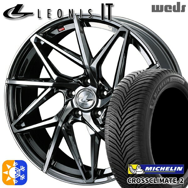 205/50R17 93W XL ミシュラン クロスクライメート2 Weds レオニス IT BMCMC (ブラックメタルコート/ミラーカット) 17インチ 7.0J 5H114.3 オールシーズンタイヤホイールセット