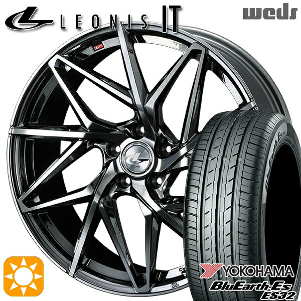【取付対象】エクストレイル アテンザ 225/55R17 97W ヨコハマ ブルーアース ES32 Weds レオニス IT BMCMC (ブラックメタルコート/ミラーカット) 17インチ 7.0J 5H114.3 サマータイヤホイールセット