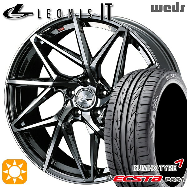 【取付対象】ジェイド アクセラ 225/40R18 92W XL クムホ エクスタ PS31 Weds レオニス IT BMCMC (ブラックメタルコート/ミラーカット) 18インチ 7.0J 5H114.3 サマータイヤホイールセット