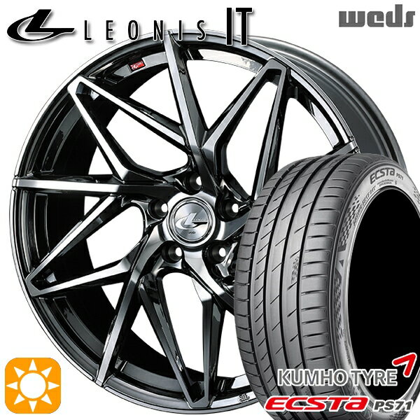 【取付対象】セレナ 215/40R18 89W XL クムホ エクスタ PS71 Weds レオニス IT BMCMC (ブラックメタルコート/ミラーカット) 18インチ 7.0J 5H114.3 サマータイヤホイールセット