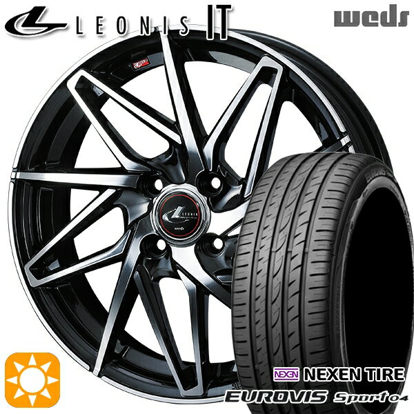【取付対象】165/60R14 75H ロードストーン ユーロビズ Sport 04 Weds レオニス IT PBMC (パールブラック/ミラーカット) 14インチ 4.5J 4H100 サマータイヤホイールセット
