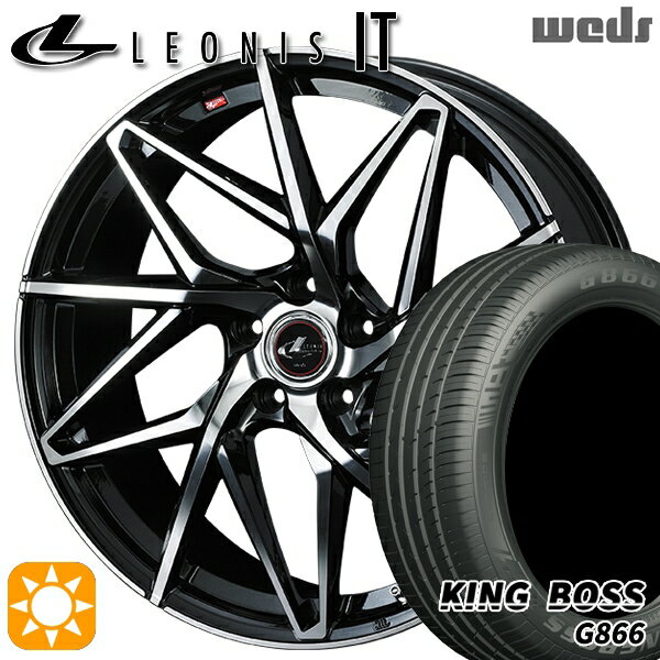【取付対象】C-HR カローラクロス 225/45R19 92W キングボス G866 Weds レオニス IT PBMC (パールブラック/ミラーカット) 19インチ 8.0J 5H114.3 サマータイヤホイールセット