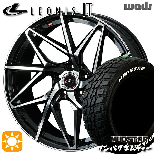 【取付対象】ヴェゼル レガシィ 225/60R18 100T WL マッドスター ワンパク M/T ホワイトレター Weds レオニス IT PBMC (パールブラック/ミラーカット) 18インチ 7.0J 5H114.3 サマータイヤホイールセット