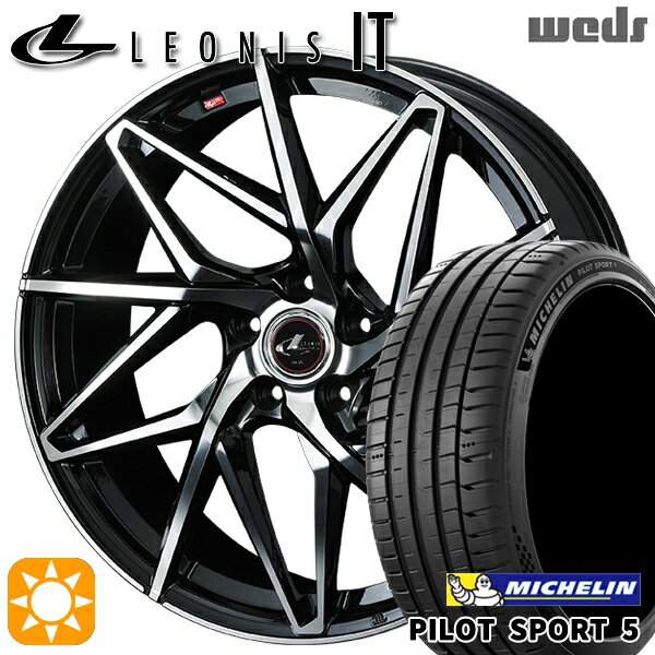 【取付対象】アイシス ノア 215/45R17 91Y XL ミシュラン パイロットスポーツ5 Weds レオニス IT PBMC (パールブラック/ミラーカット) 17インチ 7.0J 5H114.3 サマータイヤホイールセット