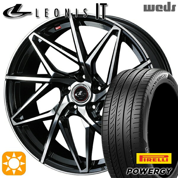 【取付対象】アクセラ アテンザ 215/45R18 93W XL ピレリ パワジー Weds レオニス IT PBMC (パールブラック/ミラーカット) 18インチ 7.0J 5H114.3 サマータイヤホイールセット