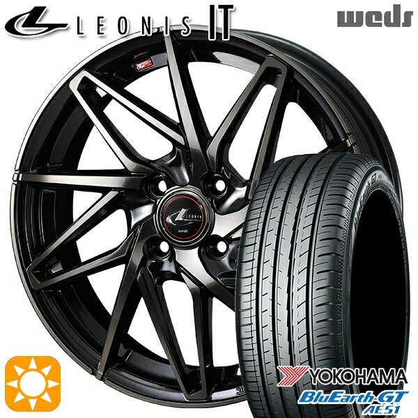 【取付対象】195/45R16 84V XL ヨコハマ ブルーアースGT AE51 Weds レオニス IT PBMC/TI (パールブラック ミラーカット/チタントップ) 16インチ 6.0J 4H100 サマータイヤホイールセット