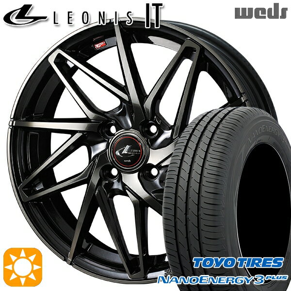 【取付対象】フィット デミオ 175/65R14 82S トーヨー ナノエナジー3プラス Weds レオニス IT PBMC/TI (パールブラック ミラーカット/チタントップ) 14インチ 5.5J 4H100 サマータイヤホイールセット