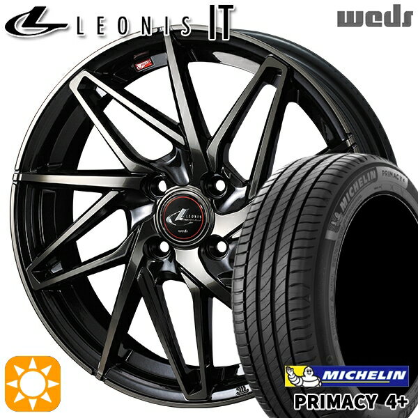 【取付対象】マツダ2 ノート 195/55R16 87V ミシュラン プライマシー4プラス Weds レオニス IT PBMC/TI (パールブラック ミラーカット/チタントップ) 16インチ 6.0J 4H100 サマータイヤホイールセット