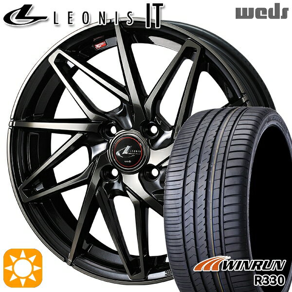 【取付対象】195/40R17 81W XL ウィンラン R330 Weds レオニス IT PBMC/TI (パールブラック ミラーカット/チタントップ) 17インチ 6.5J 4H100 サマータイヤホイールセット