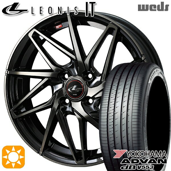 【取付対象】アクア デミオ ノート 195/55R16 87V ヨコハマ アドバンデシベル V553 Weds レオニス IT PBMC/TI (パールブラック ミラーカット/チタントップ) 16インチ 6.0J 4H100 サマータイヤホイールセット