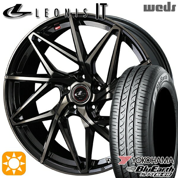 【取付対象】フリード 185/65R15 88H ヨコハマ ブルーアース AE01F Weds レオニス IT PBMC/TI (パールブラック ミラーカット/チタントップ) 15インチ 6.0J 5H114.3 サマータイヤホイールセット