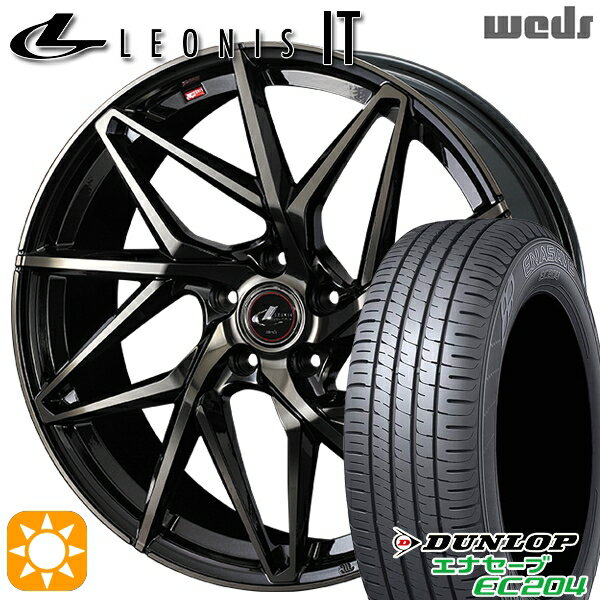 【取付対象】C-HR ヴェゼル 225/50R18 95W ダンロップ エナセーブ EC204 Weds レオニス IT PBMC/TI (パールブラック ミラーカット/チタントップ) 18インチ 7.0J 5H114.3 サマータイヤホイールセット
