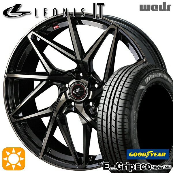 【取付対象】リーフ レヴォーグ 215/50R17 91V グッドイヤー エフィシェントグリップ エコ EG01 Weds レオニス IT PBMC/TI (パールブラック ミラーカット/チタントップ) 17インチ 7.0J 5H114.3 サマータイヤホイールセット