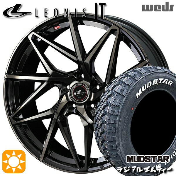 【取付対象】205/60R16 96T XL マッドスター ラジアル M/T ホワイトレター Weds レオニス IT PBMC/TI (パールブラック ミラーカット/チタントップ) 16インチ 6.5J 5H114.3 サマータイヤホイールセット