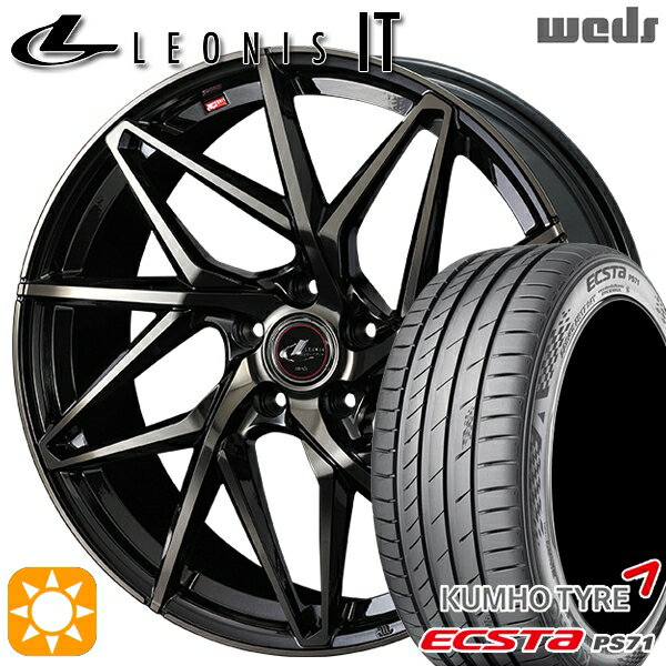 【取付対象】アクセラ アテンザ 215/45R18 93W XL クムホ エクスタ PS71 Weds レオニス IT PBMC/TI (パールブラック ミラーカット/チタントップ) 18インチ 7.0J 5H114.3 サマータイヤホイールセット