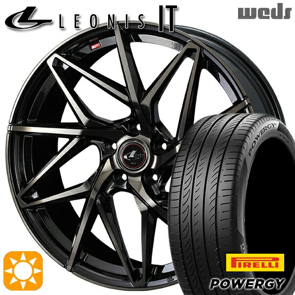 【取付対象】リーフ レヴォーグ 215/50R17 95W XL ピレリ パワジー Weds レオニス IT PBMC/TI (パールブラック ミラーカット/チタントップ) 17インチ 7.0J 5H114.3 サマータイヤホイールセット