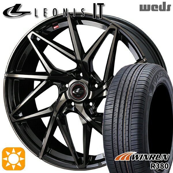 【取付対象】プリウスα ストリーム 205/60R16 92H ウィンラン R380 Weds レオニス IT PBMC/TI (パールブラック ミラーカット/チタントップ) 16インチ 6.5J 5H114.3 サマータイヤホイールセット