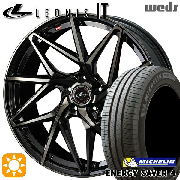 【取付対象】プリウス カローラ 195/65R15 95H XL ミシュラン エナジーセイバー4 Weds レオニス IT PBMC/TI (パールブラック ミラーカット/チタントップ) 15インチ 6.0J 5H100 サマータイヤホイールセット