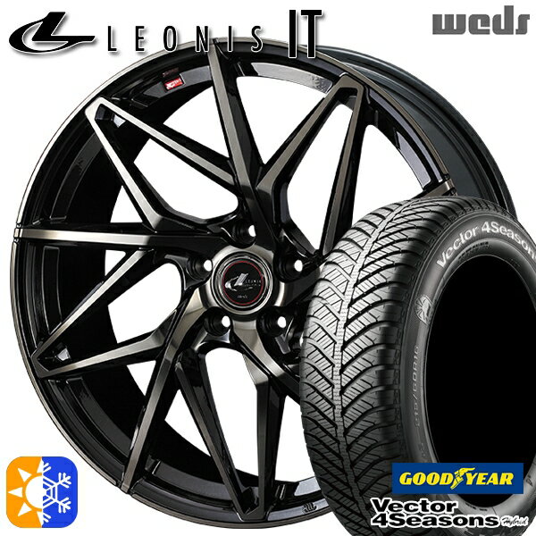 225/40R18 92H XL グッドイヤー ベクター フォーシーズンズ Weds ウェッズ レオニス IT 18インチ 7.0J 5H114.3 PBMC/TI(パールブラック ミラーカット/チタントップ) オールシーズンタイヤホイールセット