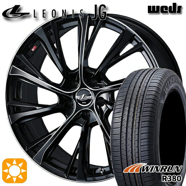 【取付対象】プリウスα ストリーム 205/60R16 92H ウィンラン R380 Weds ウェッズ レオニス JG BK/SC 16インチ 6.5J 5H114.3 サマータイヤホイールセット
