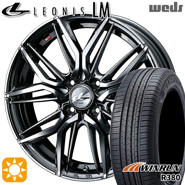 【取付対象】エブリィワゴン 165/60R14 75H ウィンラン R380 Weds レオニス LM BMCMC (ブラックメタルコート/ミラーカット) 14インチ 4.5J 4H100 サマータイヤホイールセット