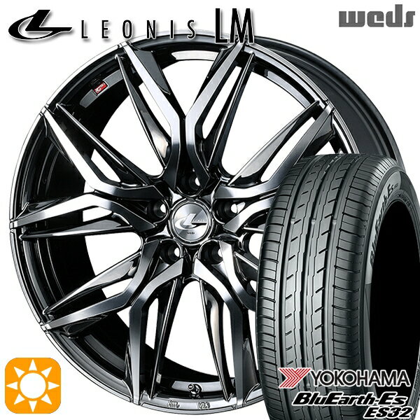 【取付対象】アイシス ノア 215/45R17 91V XL ヨコハマ ブルーアース ES32 Weds レオニス LM BMCMC (ブラックメタルコート/ミラーカット) 17インチ 7.0J 5H114.3 サマータイヤホイールセット