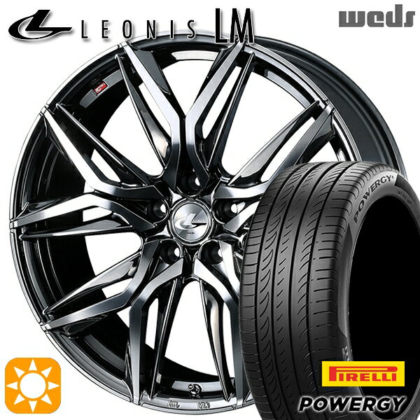 【取付対象】アクセラ アテンザ 215/45R18 93W XL ピレリ パワジー Weds レオニス LM BMCMC (ブラックメタルコート/ミラーカット) 18インチ 7.0J 5H114.3 サマータイヤホイールセット