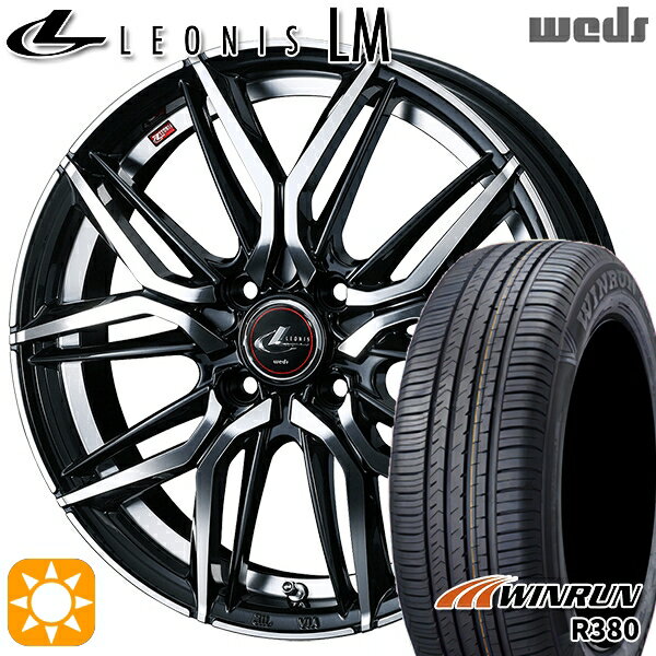 【取付対象】175/65R14 82T ウィンラン R380 Weds レオニス LM PBMC (パールブラック/ミラーカット) 14インチ 5.5J 4H100 サマータイヤホイールセット