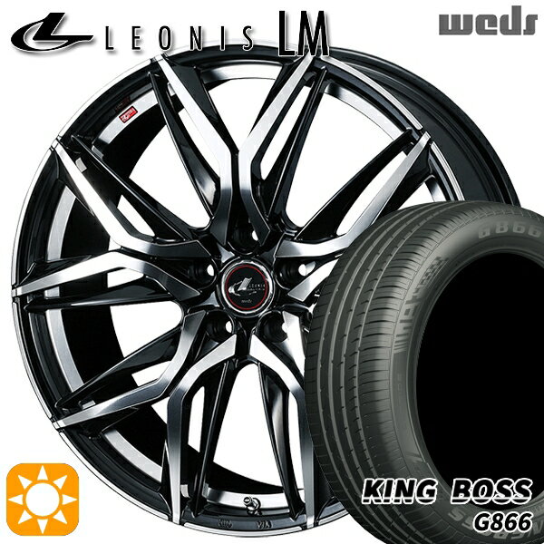 【取付対象】225/45R18 95W XL キングボス G866 Weds レオニス LM PBMC (パールブラック/ミラーカット) 18インチ 8.0J 5H114.3 サマータイヤホイールセット