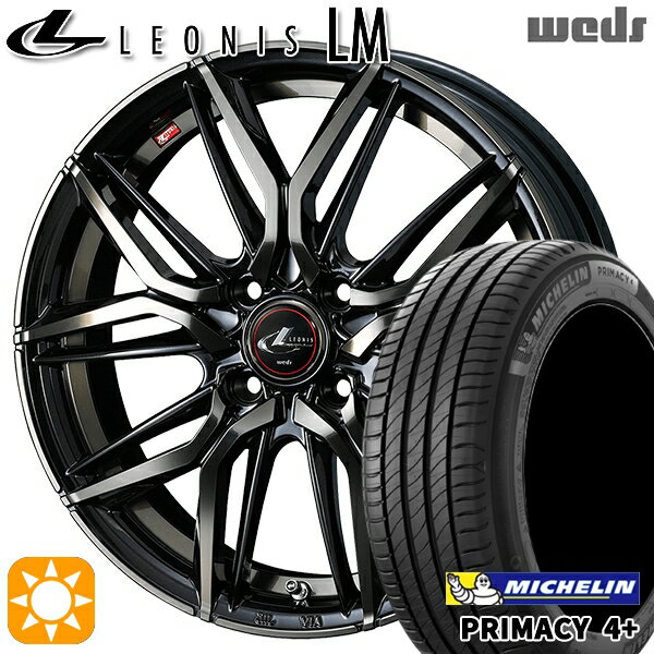 【取付対象】マツダ2 ノート 195/55R16 87V ミシュラン プライマシー4プラス Weds レオニス LM PBMC/TI (パールブラック ミラーカット/チタントップ) 16インチ 6.0J 4H100 サマータイヤホイールセット
