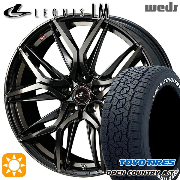 【取付対象】デリカD5 215/70R16 100T トーヨー オープンカントリーA/T3 ホワイトレター Weds レオニス LM PBMC/TI (パールブラック ミラーカット/チタントップ) 16インチ 6.5J 5H114.3 サマータイヤホイールセット