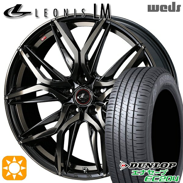 【取付対象】リーフ ノア 205/55R16 91V ダンロップ エナセーブ EC204 Weds レオニス LM PBMC/TI (パールブラック ミラーカット/チタントップ) 16インチ 6.5J 5H114.3 サマータイヤホイールセット