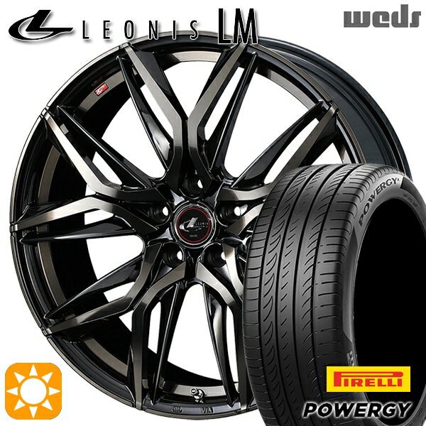 【取付対象】225/45R18 95W XL ピレリ パワジー Weds レオニス LM PBMC/TI (パールブラック ミラーカット/チタントップ) 18インチ 8.0J 5H114.3 サマータイヤホイールセット