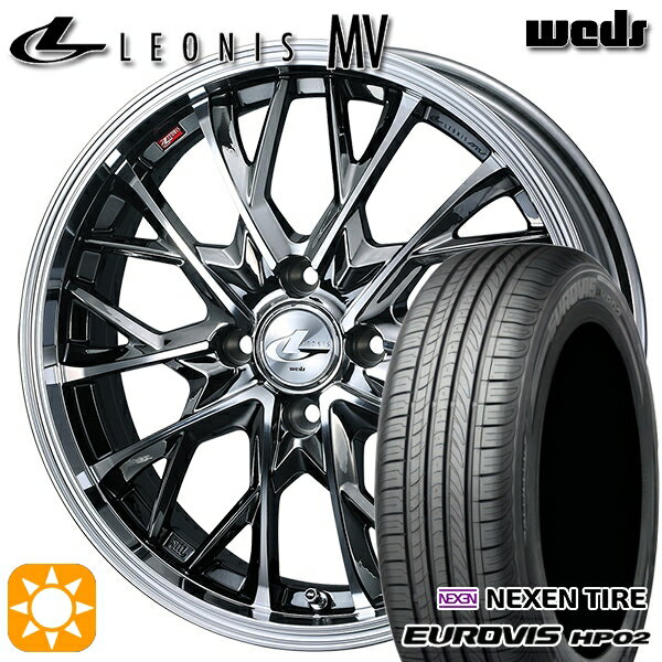 【取付対象】165/65R15 ネクセン ロードストーン ユーロビズ HP02 Weds レオニス MV BMCMC (ブラックメタルコート ミラーカット) 15インチ 4.5J 4H100 サマータイヤホイールセット