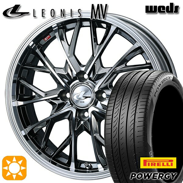 【取付対象】175/65R15 84H ピレリ パワジー Weds レオニス MV BMCMC (ブラックメタルコート ミラーカット) 15インチ 5.5J 4H100 サマータイヤホイールセット
