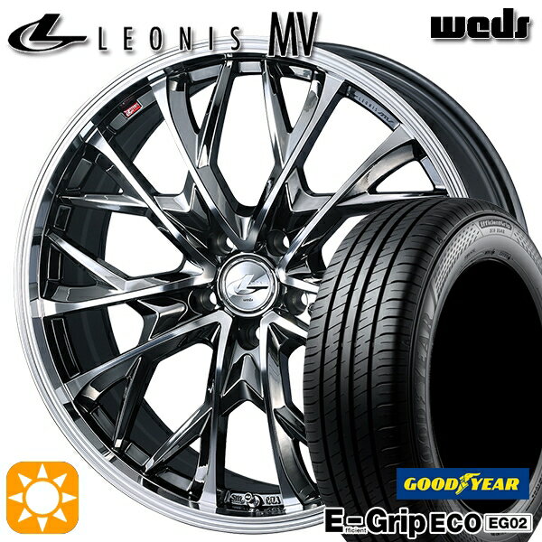 【取付対象】205/55R16 91V グッドイヤー エフィシェントグリップ EG02 Weds レオニス MV BMCMC (ブラックメタルコート ミラーカット) 16インチ 6.5J 5H114.3 サマータイヤホイールセット