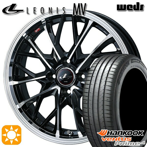 【取付対象】195/65R16 92V ハンコック veNtus PRime4 K135 Weds レオニス MV PBMC (パールブラック/ミラーカット) 16インチ 6.0J 4H100 サマータイヤホイールセット