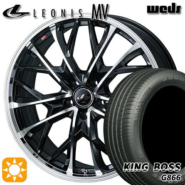 【取付対象】215/55R17 98W XL キングボス G866 Weds レオニス MV PBMC (パールブラック/ミラーカット) 17インチ 7.0J 5H114.3 サマータイヤホイールセット