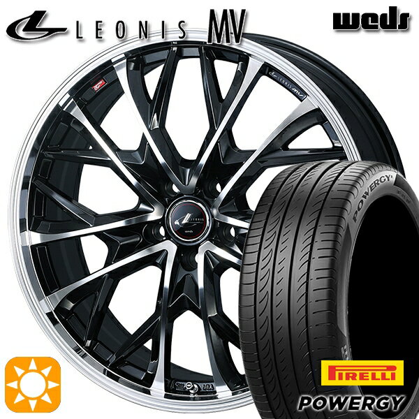 【取付対象】215/45R17 91W XL ピレリ パワジー Weds レオニス MV PBMC (パールブラック/ミラーカット) 17インチ 7.0J 5H114.3 サマータイヤホイールセット