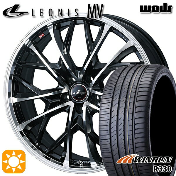 【取付対象】225/35R19 88W XL ウィンラン R330 Weds レオニス MV PBMC (パールブラック/ミラーカット) 19インチ 8.0J 5H114.3 サマータイヤホイールセット