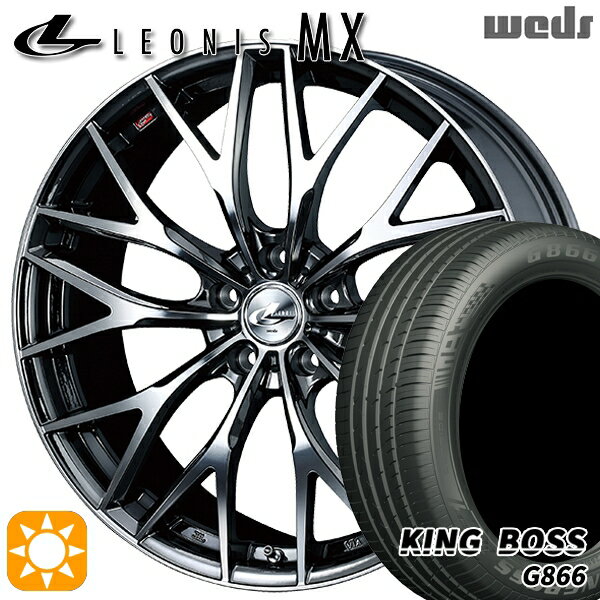 【取付対象】リーフ レヴォーグ 215/50R17 95W XL キングボス G866 Weds レオニス MX BMCMC (ブラックメタルコート ミラーカット) 17インチ 7.0J 5H114.3 サマータイヤホイールセット