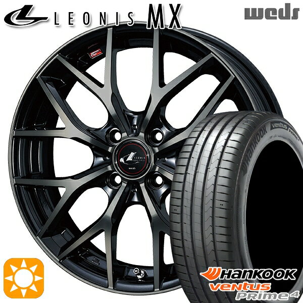 【取付対象】205/45R17 88V XL ハンコック veNtus PRime4 K135 Weds レオニス MX PBMC/TI (パールブラック ミラーカット/チタントップ) 17インチ 6.5J 4H100 サマータイヤホイールセット