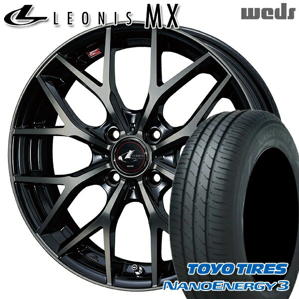【取付対象】エブリィワゴン 165/60R14 75H トーヨー ナノエナジー3 Weds レオニス MX PBMC/TI (パールブラック ミラーカット/チタントップ) 14インチ 4.5J 4H100 サマータイヤホイールセット