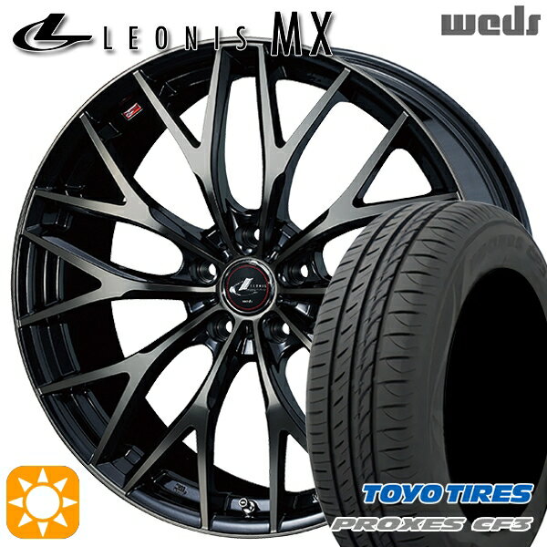 【取付対象】プリウスα ストリーム 205/60R16 92H トーヨー プロクセス CF3 Weds レオニス MX PBMC/TI (パールブラック ミラーカット/チタントップ) 16インチ 6.5J 5H114.3 サマータイヤホイールセット