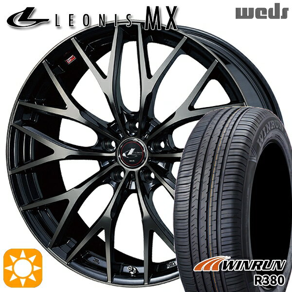 【取付対象】マツダ6 エクストレイル 225/60R18 104V XL ウィンラン R380 Weds レオニス MX PBMC/TI (パールブラック ミラーカット/チタントップ) 18インチ 8.0J 5H114.3 サマータイヤホイールセット